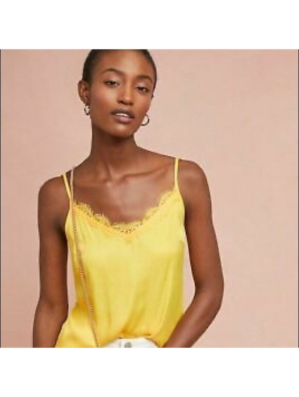 Anthropologie Floreat NWT Women's Yellow Lace Cami Top Size XS